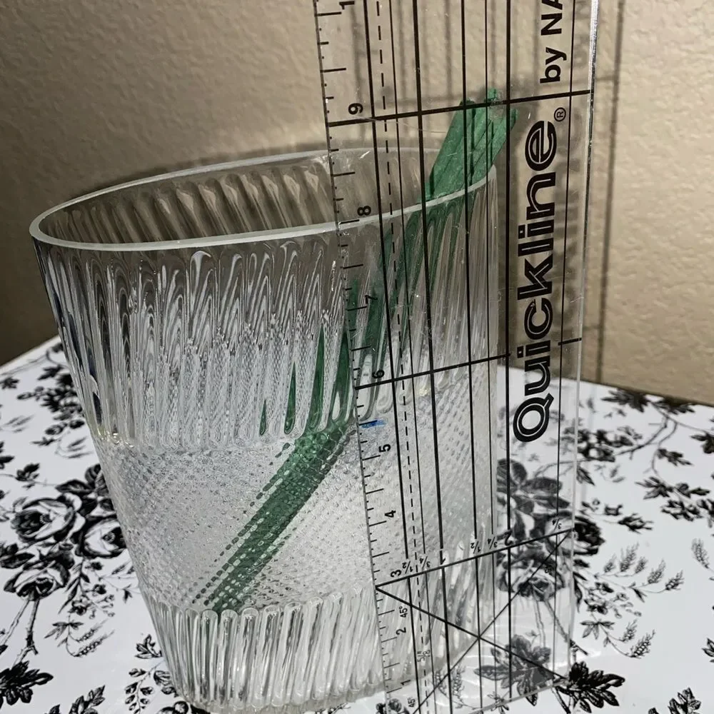 *Textured Glass Vase with two textures oval shaped 8” tall